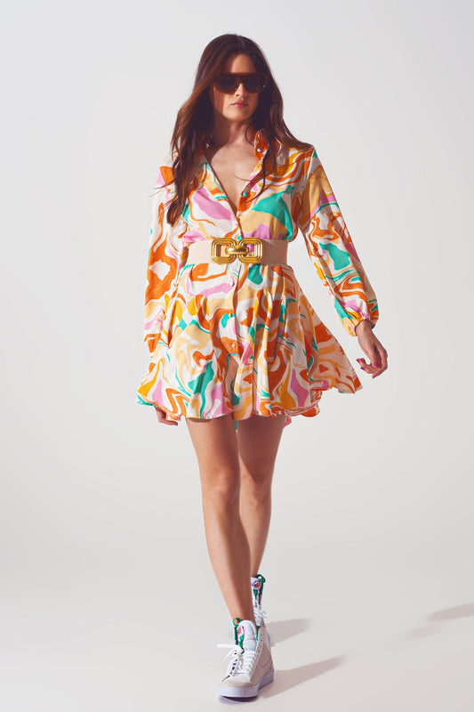 Psychedelic Printed Dress in Multicolor