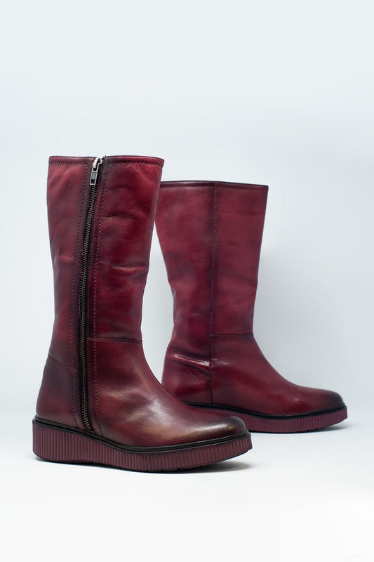 Chunky Maroon Boots