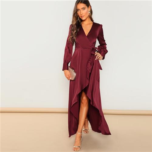 V-Neck Asymmetric Maxi Dress