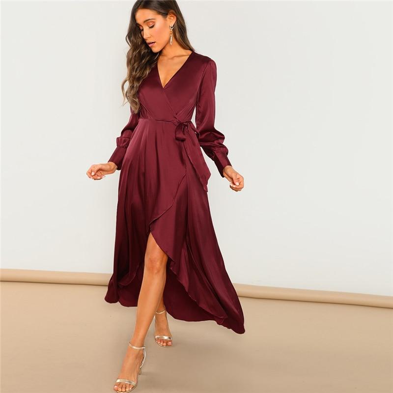 V-Neck Asymmetric Maxi Dress