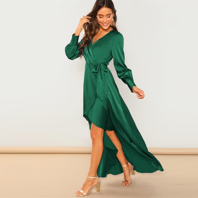 V-Neck Asymmetric Maxi Dress