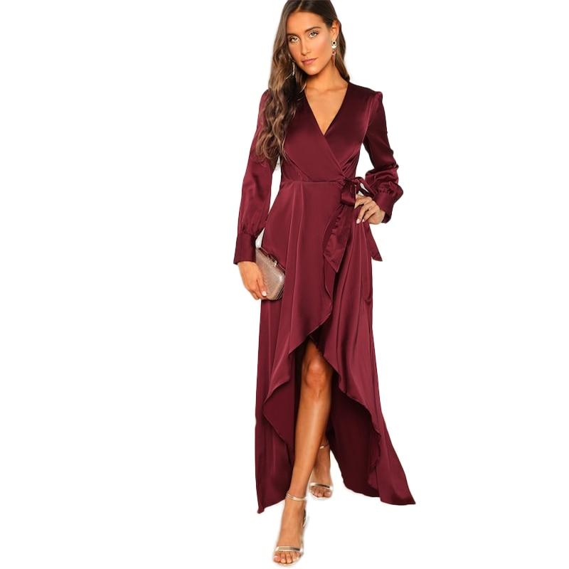 V-Neck Asymmetric Maxi Dress