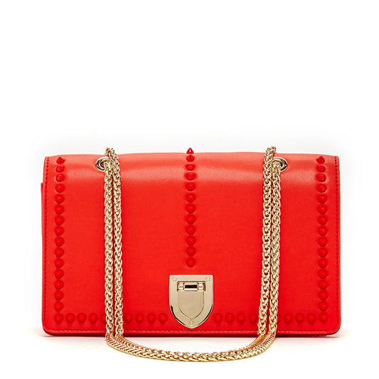 Josie Red Leather Purse With Chain