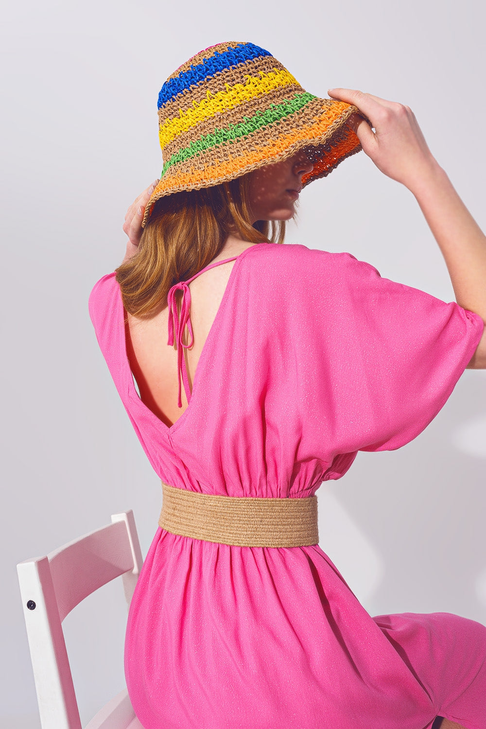 Kimono Sleeve Maxi Dress in Pink