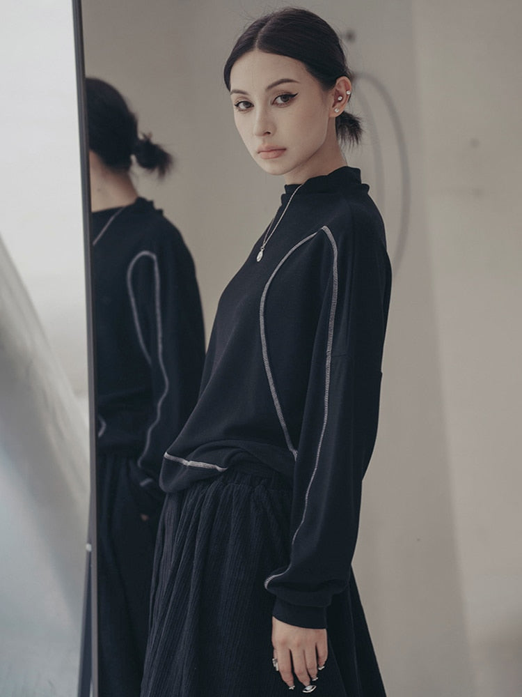 Duchey Contrast Sweatshirt - Black