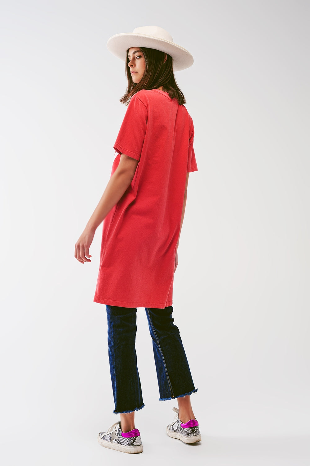T-Shirt Dress With Make It Happen Text in Red