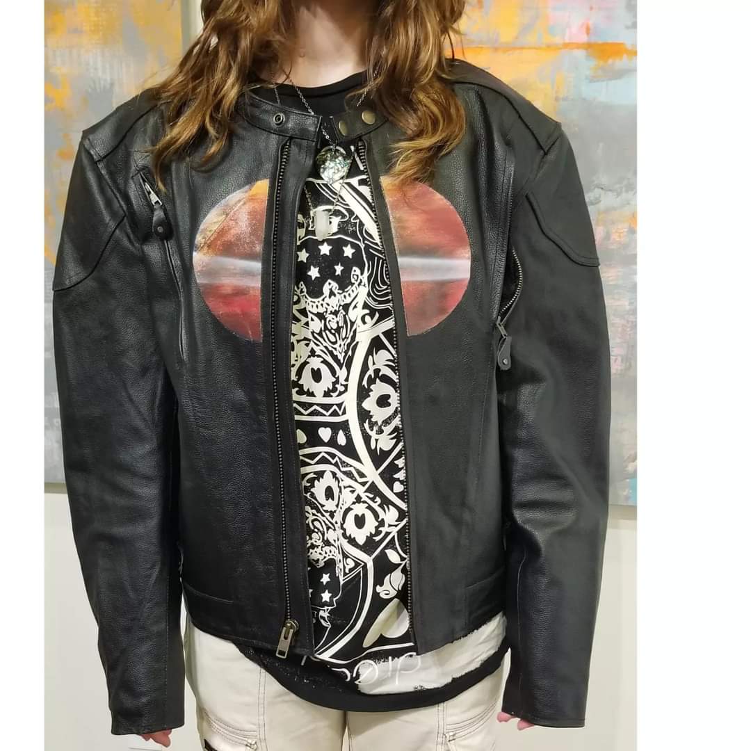 Black pyramid leather jacket sale