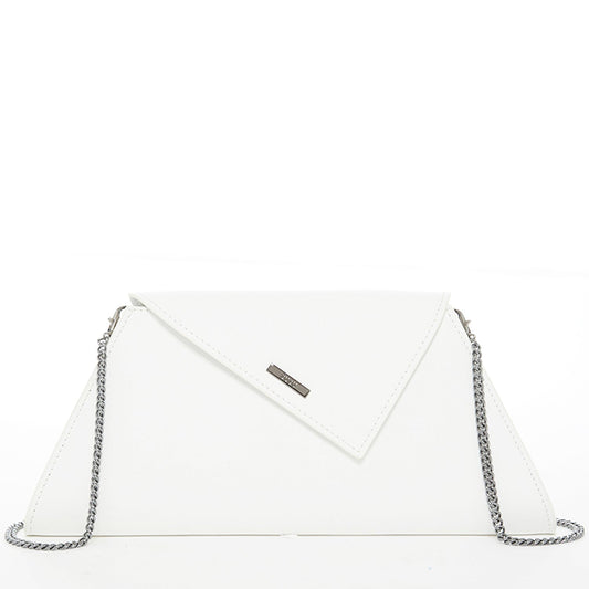 Angelica White Leather Clutch Bag